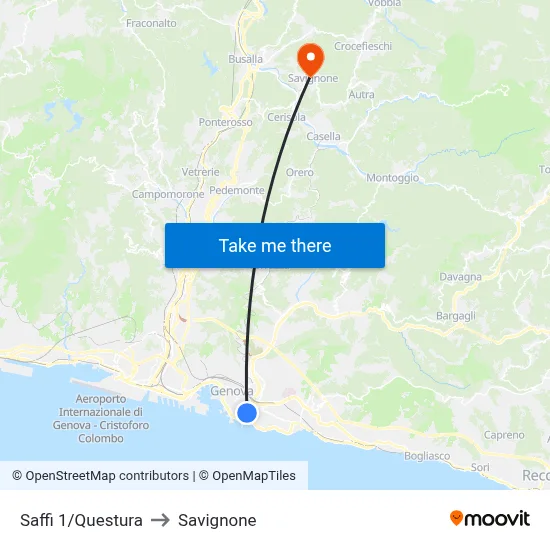 Saffi 1/Questura to Savignone map