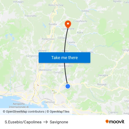 S.Eusebio/Capolinea to Savignone map