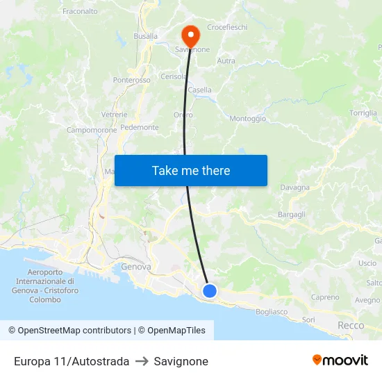 Europa 11/Autostrada to Savignone map
