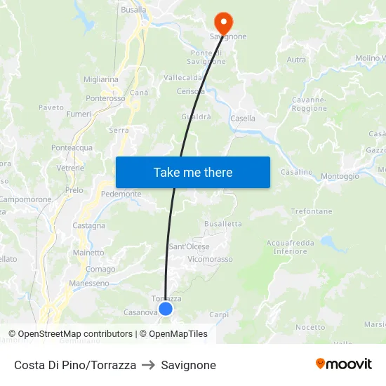 Costa Di Pino/Torrazza to Savignone map
