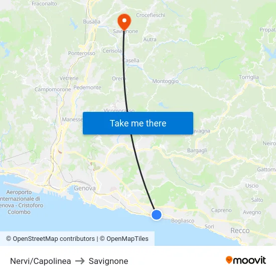 Nervi/Capolinea to Savignone map