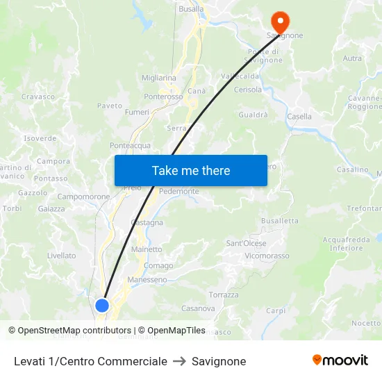 Levati 1/Centro Commerciale to Savignone map