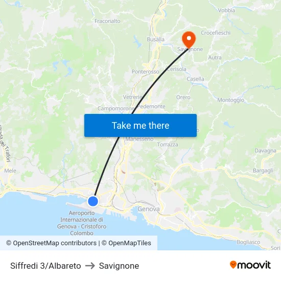 Siffredi 3/Albareto to Savignone map