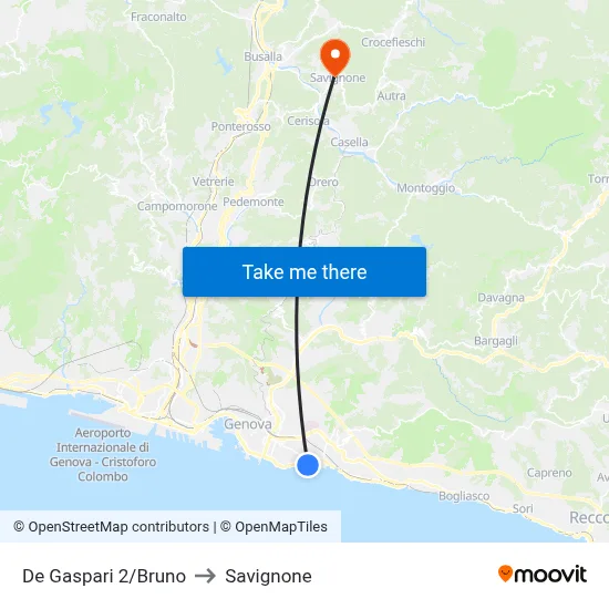 De Gaspari 2/Bruno to Savignone map