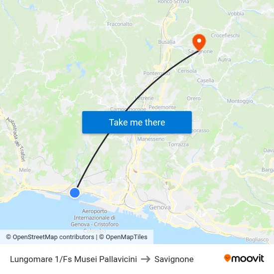 Lungomare 1/Fs Musei Pallavicini to Savignone map