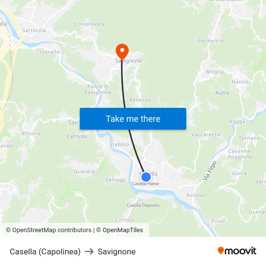 Casella (Capolinea) to Savignone map