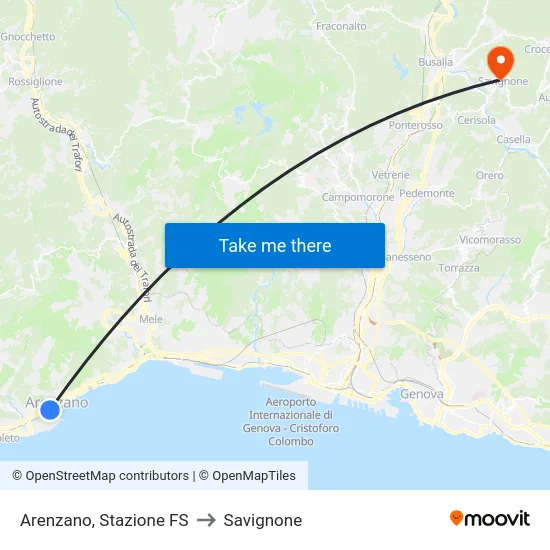 Arenzano, Stazione FS to Savignone map