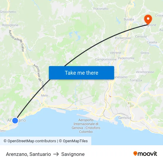 Arenzano, Santuario to Savignone map