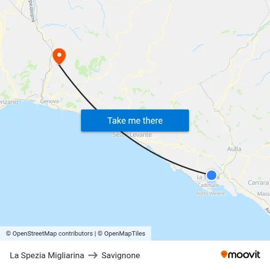 La Spezia Migliarina to Savignone map