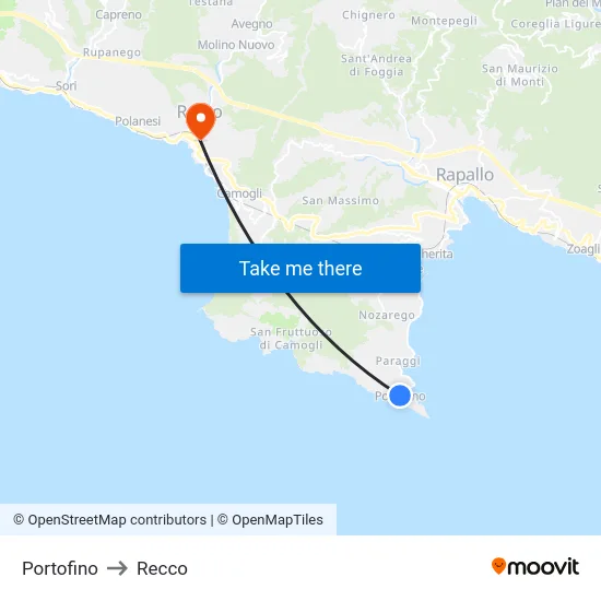Portofino to Recco map