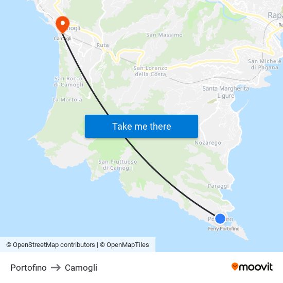 Portofino to Camogli map