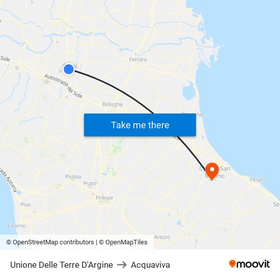 Unione Delle Terre D'Argine to Acquaviva map