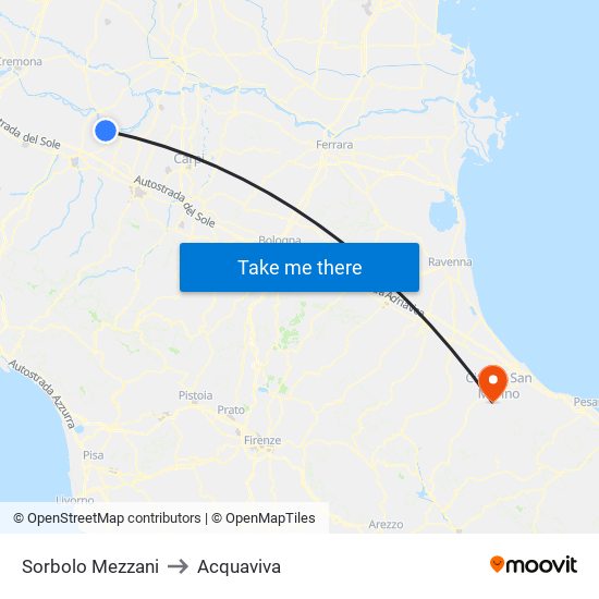 Sorbolo Mezzani to Acquaviva map