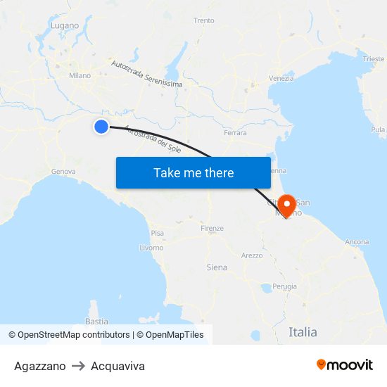 Agazzano to Acquaviva map