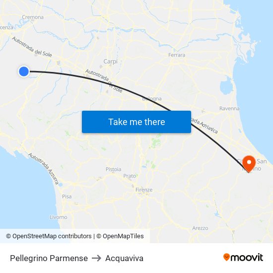 Pellegrino Parmense to Acquaviva map