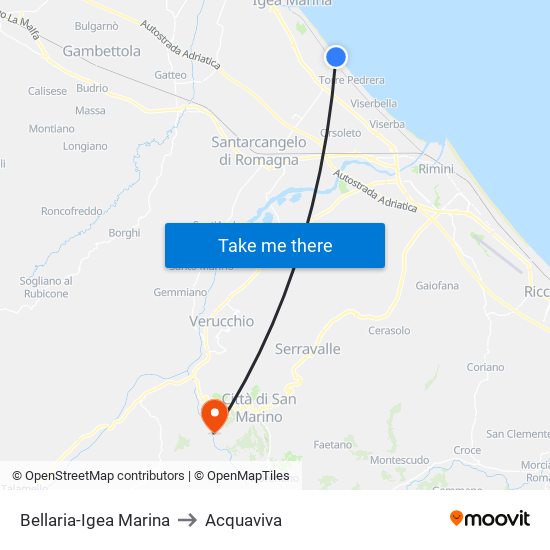 Bellaria-Igea Marina to Acquaviva map