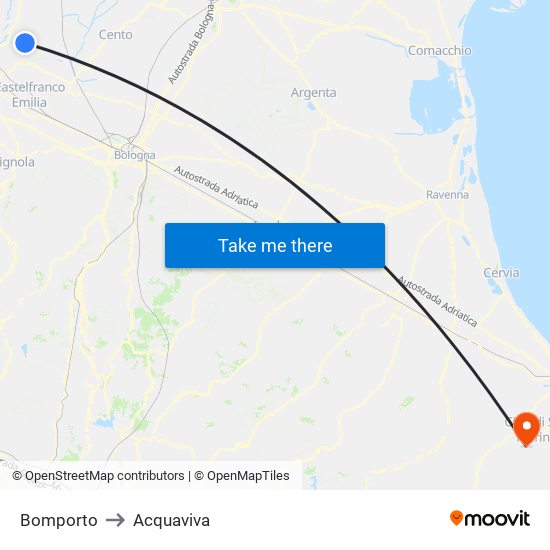 Bomporto to Acquaviva map