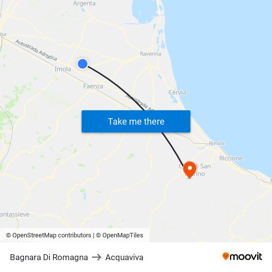 Bagnara Di Romagna to Acquaviva map