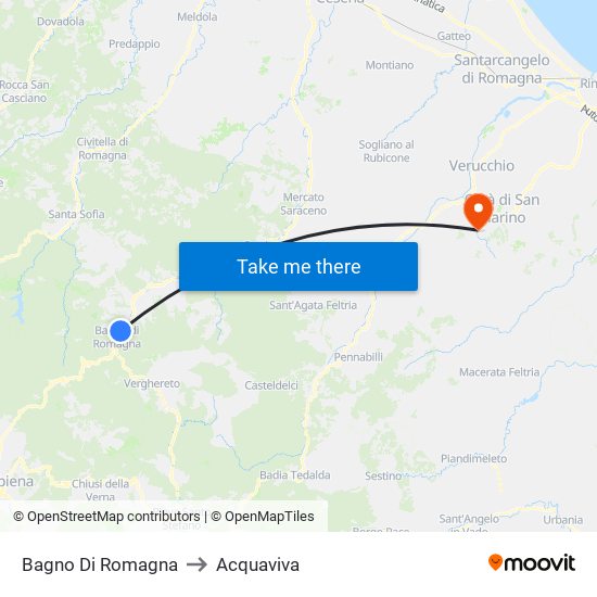 Bagno Di Romagna to Acquaviva map