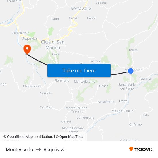 Montescudo to Acquaviva map