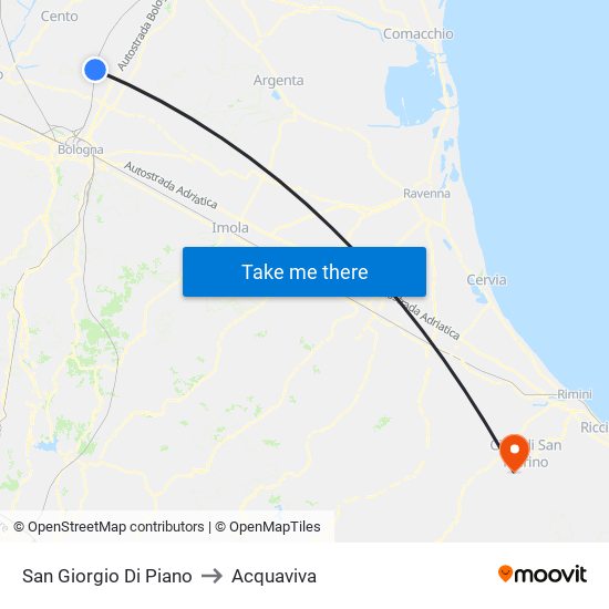 San Giorgio Di Piano to Acquaviva map