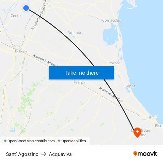 Sant' Agostino to Acquaviva map