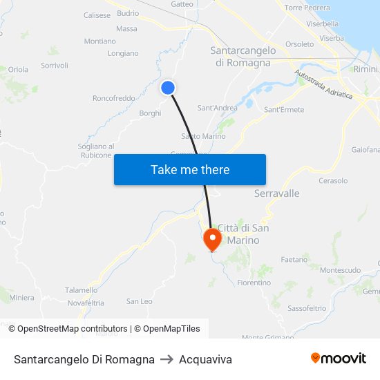 Santarcangelo Di Romagna to Acquaviva map