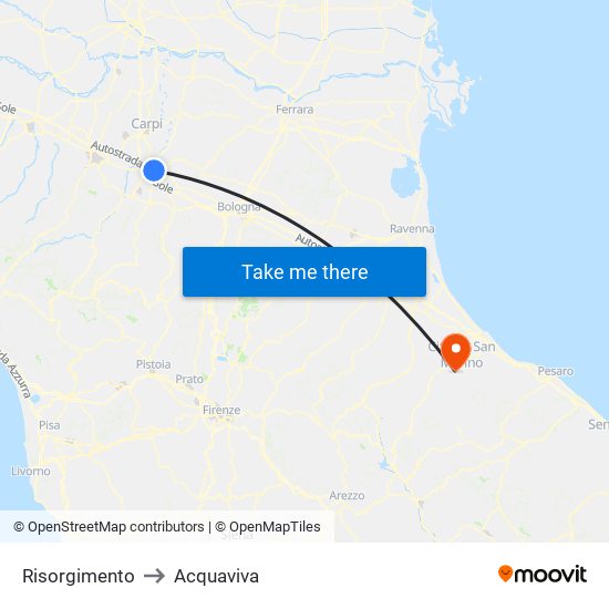 Risorgimento to Acquaviva map