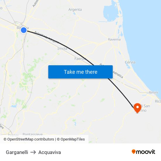 Garganelli to Acquaviva map