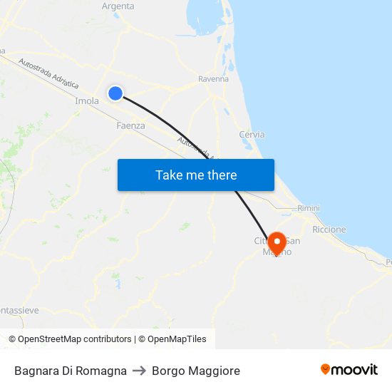 Bagnara Di Romagna to Borgo Maggiore map