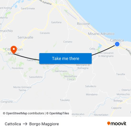 Cattolica to Borgo Maggiore map