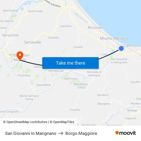San Giovanni In Marignano to Borgo Maggiore map