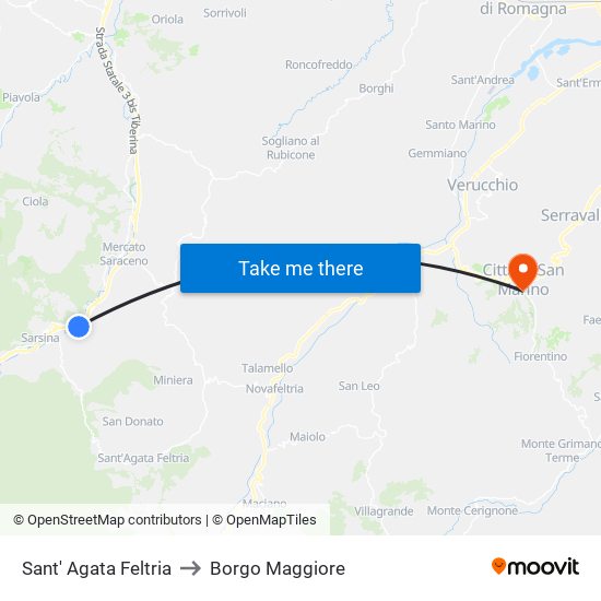 Sant' Agata Feltria to Borgo Maggiore map