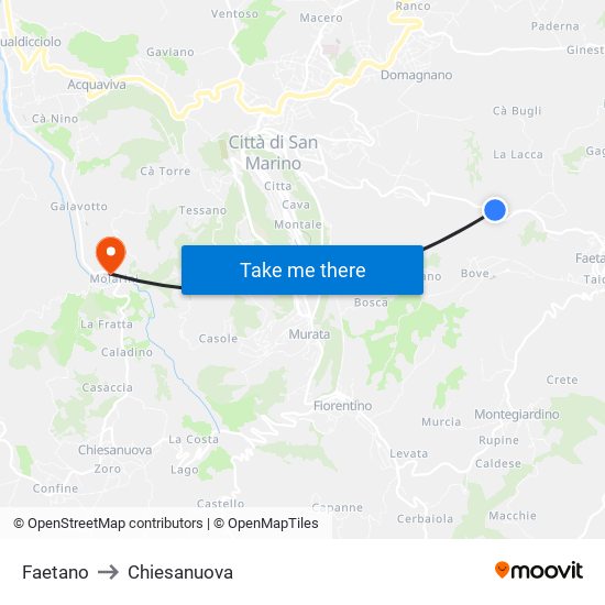 Faetano to Chiesanuova map