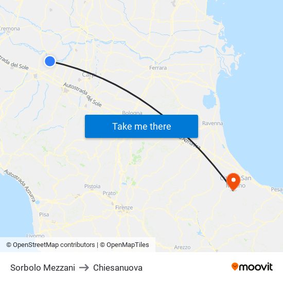 Sorbolo Mezzani to Chiesanuova map