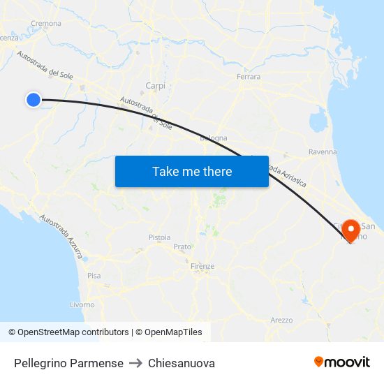 Pellegrino Parmense to Chiesanuova map