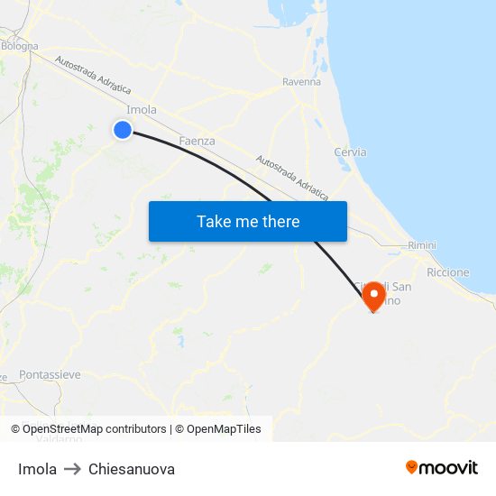 Imola to Chiesanuova map