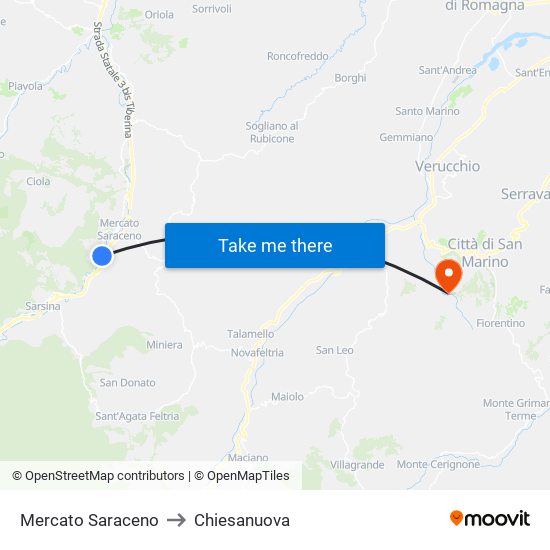 Mercato Saraceno to Chiesanuova map