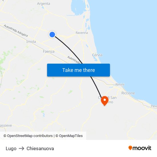 Lugo to Chiesanuova map