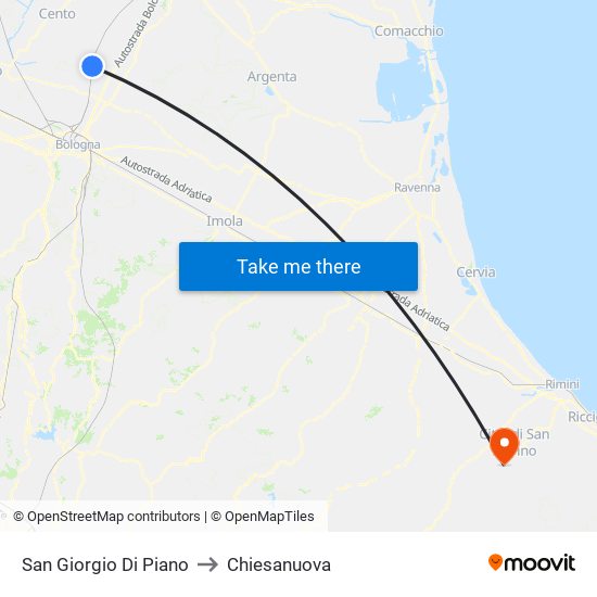 San Giorgio Di Piano to Chiesanuova map