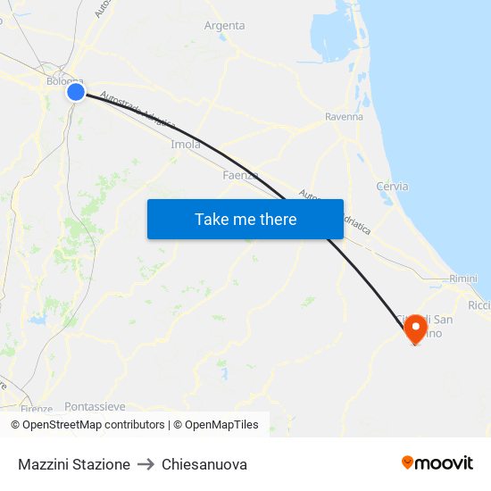 Mazzini Stazione to Chiesanuova map