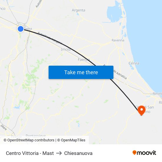 Centro Vittoria - Mast to Chiesanuova map