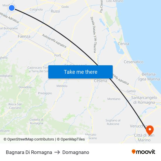 Bagnara Di Romagna to Domagnano map