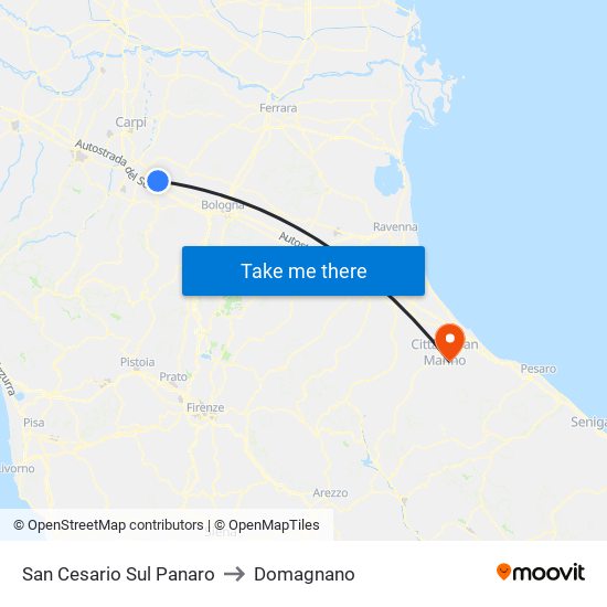 San Cesario Sul Panaro to Domagnano map