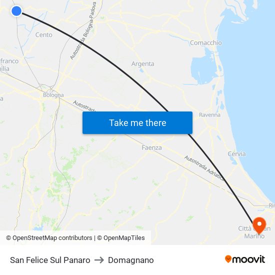 San Felice Sul Panaro to Domagnano map