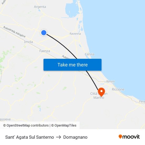 Sant' Agata Sul Santerno to Domagnano map