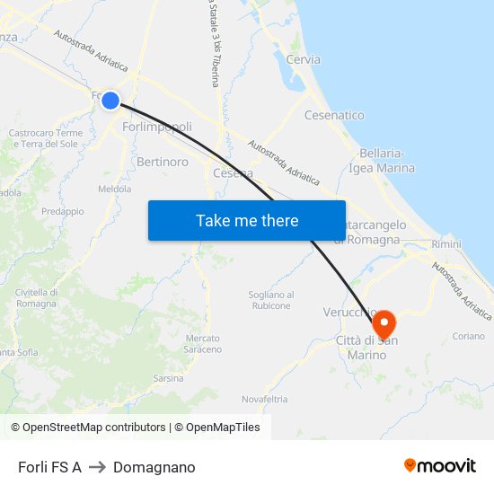 Forli FS A to Domagnano map