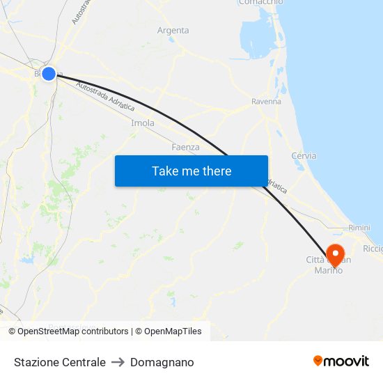 Stazione Centrale to Domagnano map