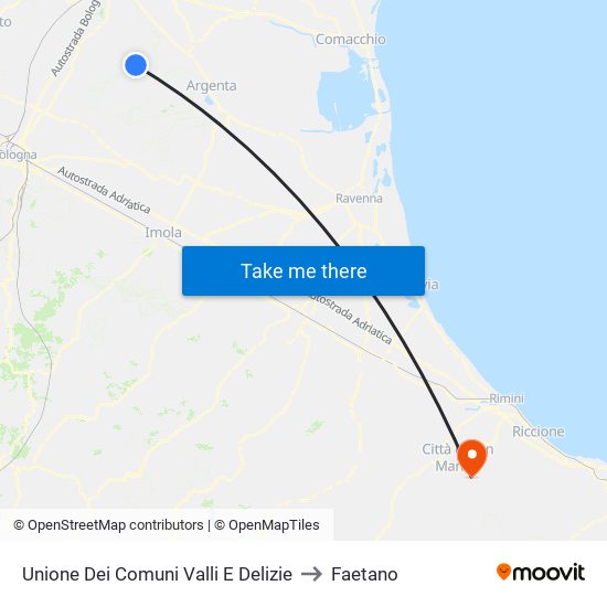 Unione Dei Comuni Valli E Delizie to Faetano map