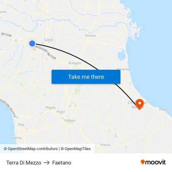 Terra Di Mezzo to Faetano map